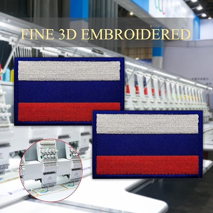 EmWoot 2PCS Russia Flag Patch Embroidered Morale Patch Military Tactical Patches Hook and Loop
