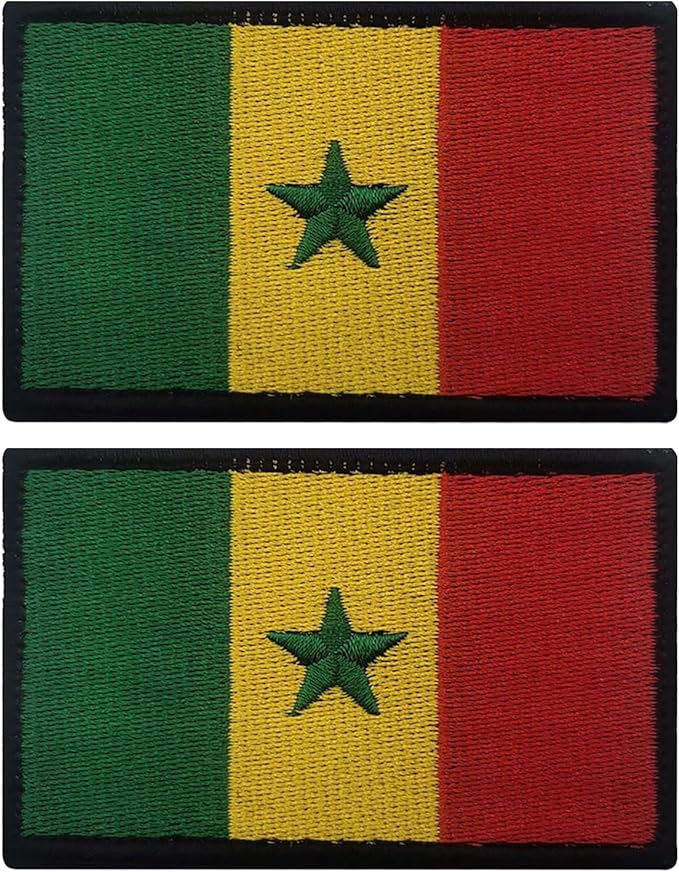 EmWoot 2PCS Senegal Flag Patch Embroidered Morale Patch Military Tactical Patches Hook and Loop