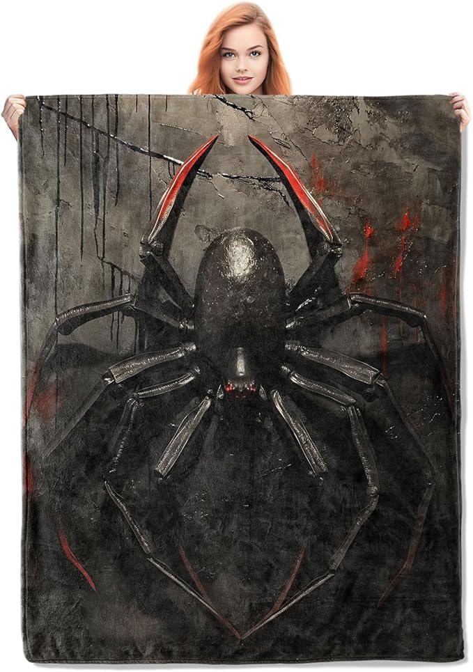 Black Spider Blanket, Animal Spider Flannel Throw Blankets,Soft Warm Lightweight Cozy Plush Throws for Bedroom Sofa Office Home Decor Gifts for Adults Kids 60"x50"