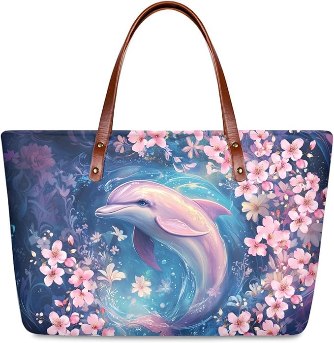 Womens Zip Up Tote Handbag Daisy Print Large Capacity Tote Purse Handbag Big Tote Bag Purse For Work Laptop