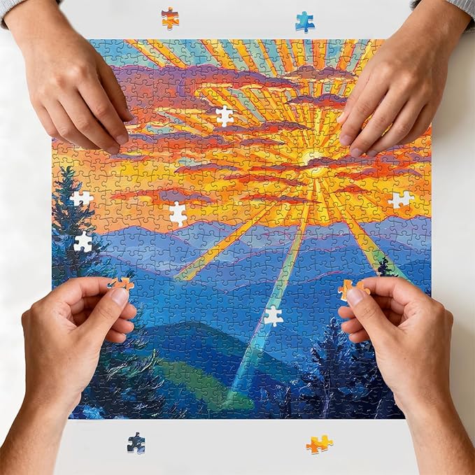 Saralluna Puzzle for Adults 1024 Pieces, Bold Sunset Mountain Scene Puzzle, Challening Impossible Difficult Hard Fun 1024 Pieces Jigsaw Puzzles for Adults