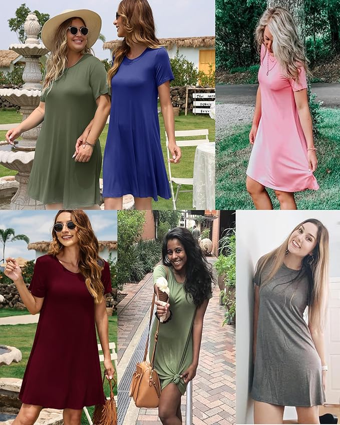 MOLERANI Women's Casual Plain Simple T-Shirt Loose Dress