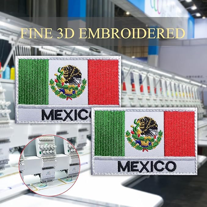 EmWoot 2PCS Mexican Mexico Flag Patch Embroidered Morale Patch Military Tactical Patches Hook and Loop(Mexican 01)