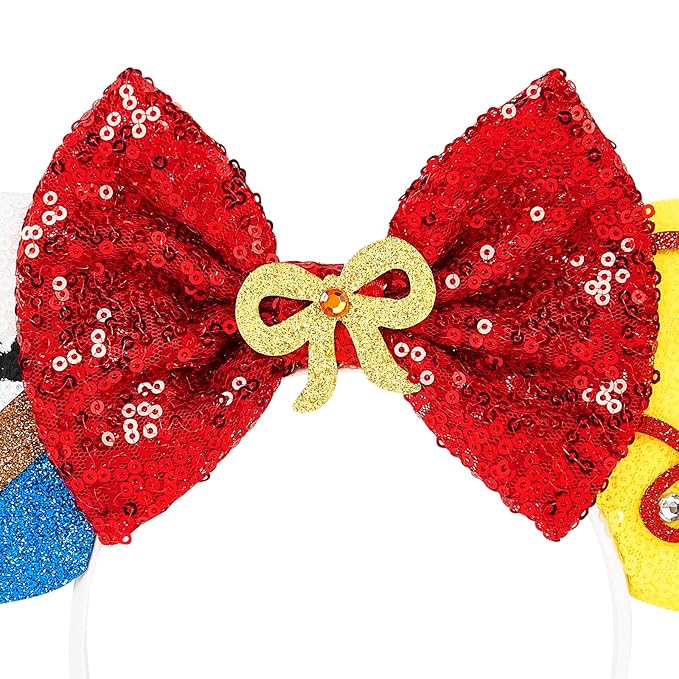 HAMUTH Mouse Ear Headband, Sequin Bow Mouse Ears for Boys Girls Adult, Decorations for Party Trip Parks Cosplay Costume Accessories