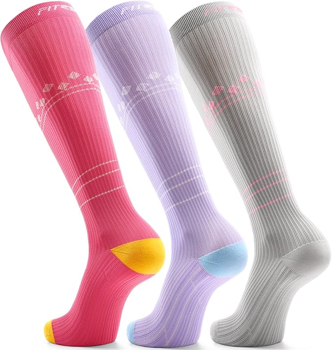 FITRELL 3 Pairs Compression Socks for Women and Men 20-30mmHg-Circulation Support Socks