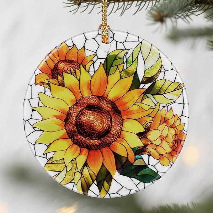 Sunflower Christmas Ornaments: Christmas Tree Ornaments, Holiday Decor for Sunflower Lovers, Stocking Stuffers, Gift Ideas, Xmas Gifts & Flower Lover Gifts