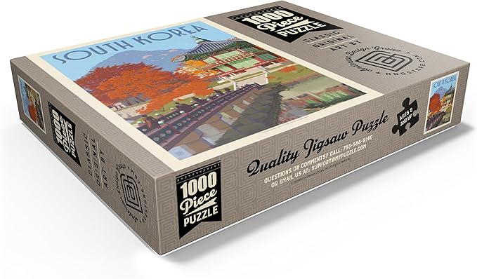 MyPuzzle South Korea, Seoul: Gyeongbokgung Palace, Vintage Poster - Premium 1000 Piece Jigsaw Puzzle for Adults
