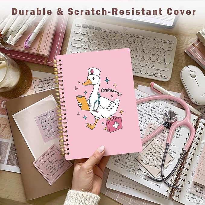 Lacama Funny Nurse Gifts, Pink Funny Goose Nurse Notebook Journal for Women, Gifts for Nurses, Christmas Gift, Nurse Essentials, Nursing School Essentials, Notebook for School Office Supplies 5.5x8.3 In