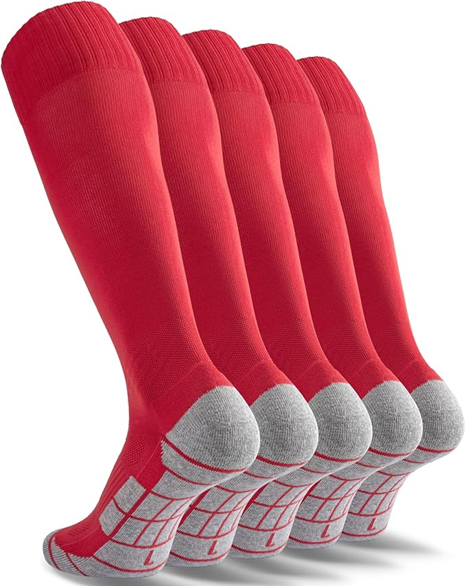 CWVLC Soccer Socks (1/3/5 pairs) Team Sport Knee High Socks for Adult Youth Kids