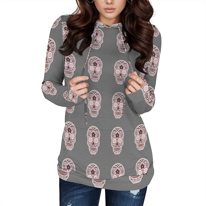 domirica Halloween Sweatshirts For Women Long Sleeve Spooky Graphic Sweatshirts Pumpkin Pullover Halloween Party Club Wear