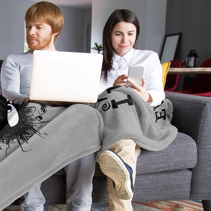 It’s Fine I’m Fine Everything is Fine, Funny Blanket Gifts for Women/Men, Cute Black Cat Themed Stuff, Soft Warm Blankets for Home/Office, Coworker Favors Throw 50" x 60"