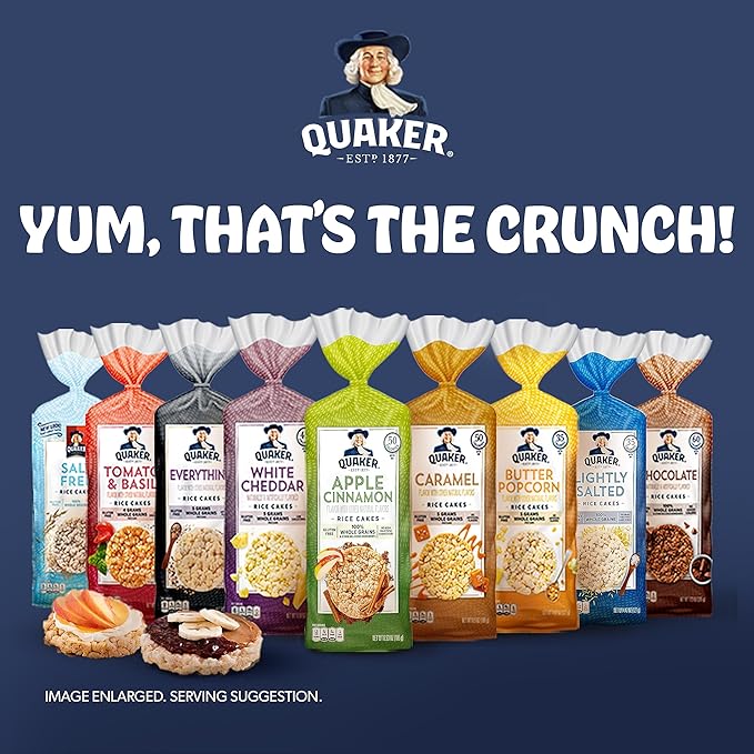 Quaker Large Rice Cakes, Salt Free, 8.53 Ounce (Pack of 3)