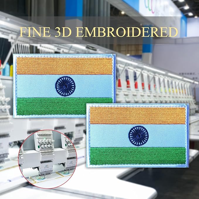 EmWoot 2PCS India Flag Patch Embroidered Morale Patch Military Tactical Patches Hook and Loop