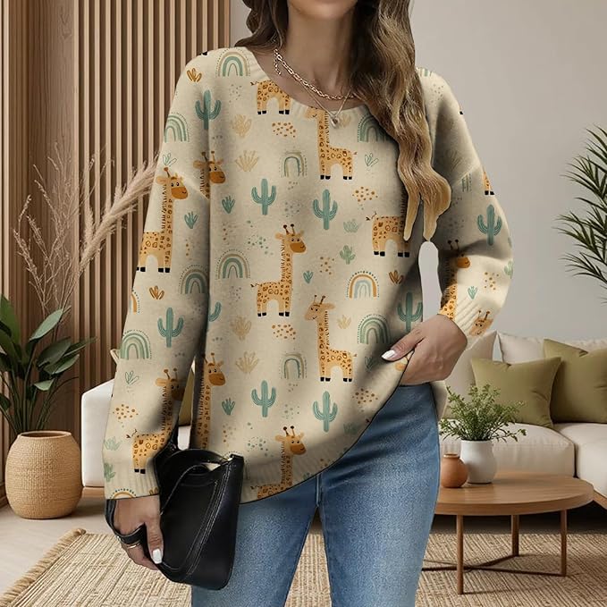 LIZALIG Women's Fall Christmas Snowman Sweater Long Sleeve Crewneck Pullover Festive Holiday Winter Outfit for Parties