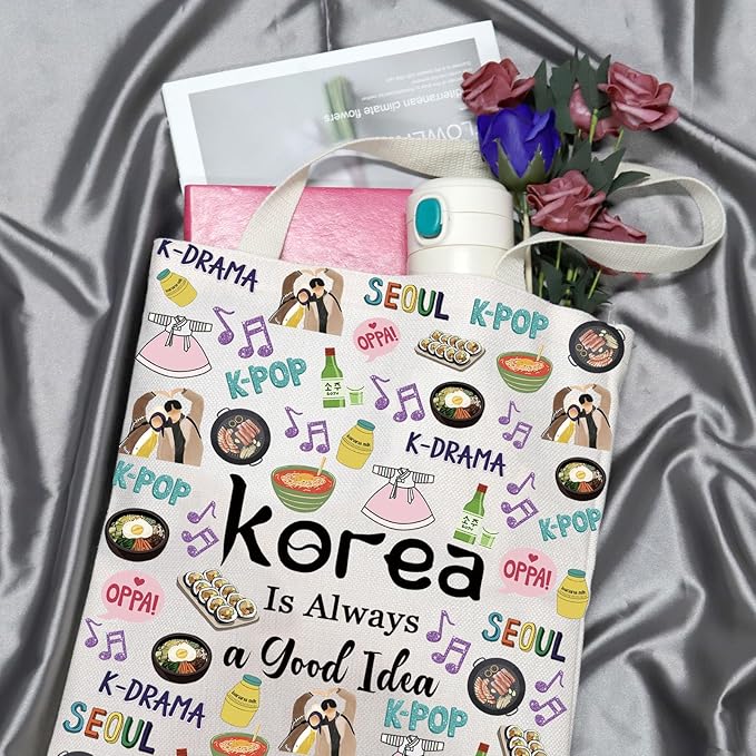 South Korea Travel Vacation Trip Souvenir Gift Bachelorette Trip Gift Accessory Bag for Korea Lovers (Good Idea Tote)