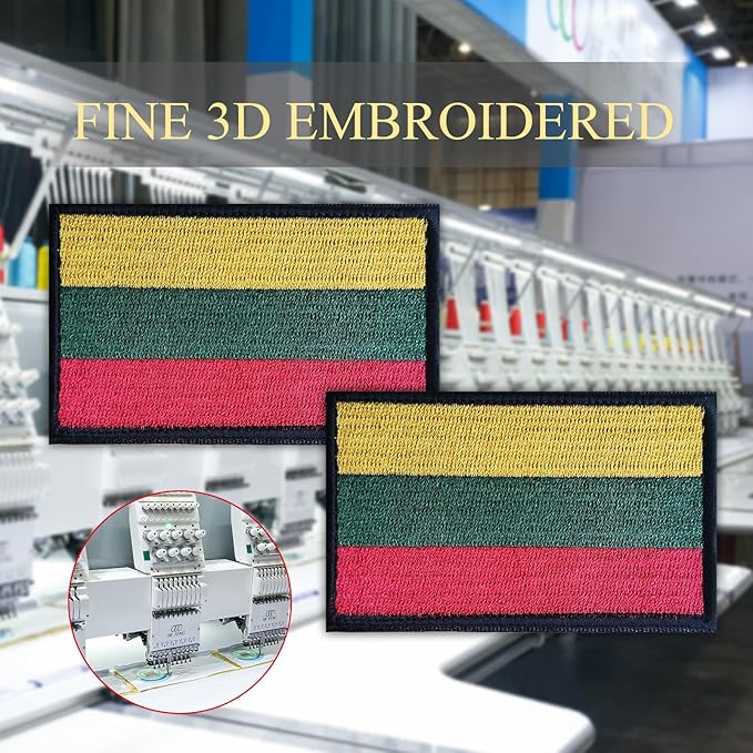 EmWoot 2PCS Lithuania Flag Patch Embroidered Morale Patch Military Tactical Patches Hook and Loop
