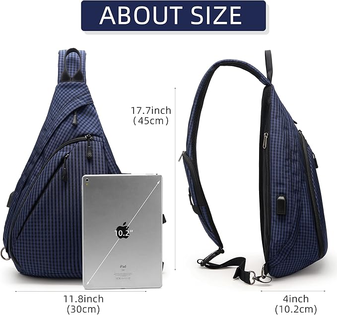TurnWay Water-Proof Sling bag/Crossbody Backpack/Shoulder Bag with USB Charging Port for Travel, Hiking, Cycling, Camping