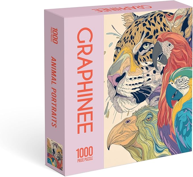 Graphinee Jigsaw Puzzles for Adults 1000 Pieces, Leopard & Parrot Puzzle, Colorful as Home Wall Decor for Family Challenging Games