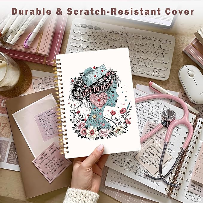 Lacama Nurse Gifts for Women, Nurse Notebook Journal, Nursing Student Graduation Gifts, Nurse Appreciation Gift, Nurses Week Gifts, Stethoscope Flower Spiral Notebook, Office School Supplies