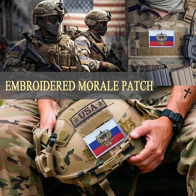 EmWoot 2PCS Russian Flag Emblem Patch Embroidered Morale Patch Military Tactical Patches Hook and Loop(Emblem)