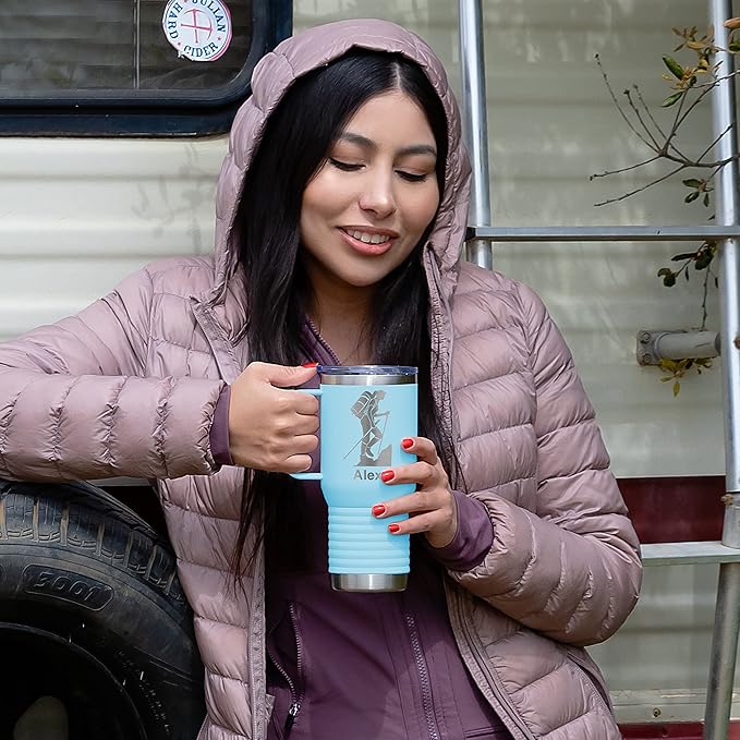 LaserGram 20oz Vacuum Insulated Travel Mug with Handle, CNA Certified Nurse Assistant, Personalized Engraving Included (Light Blue)