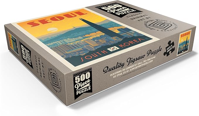 MyPuzzle South Korea: Seoul, Vintage Poster - Premium 500 Piece Jigsaw Puzzle for Adults