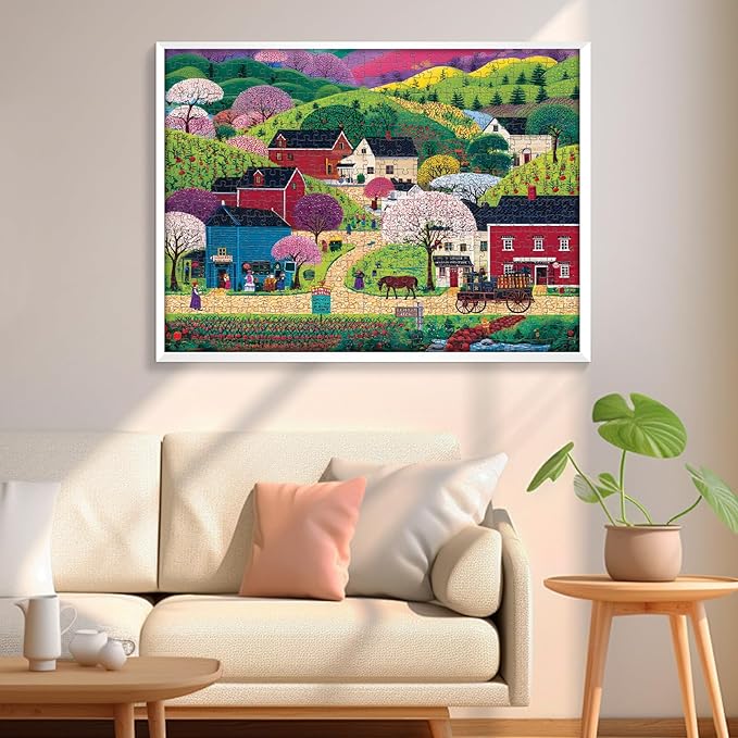 500 Piece Puzzle for Adults, Countryside Scenery Jigsaw Puzzle, Mountain Village Jigsaw Puzzles 500 Pieces, Challenging Activity Great Gift Idea for Family Friends Difficult Puzzles Size 20.5 x 15 in