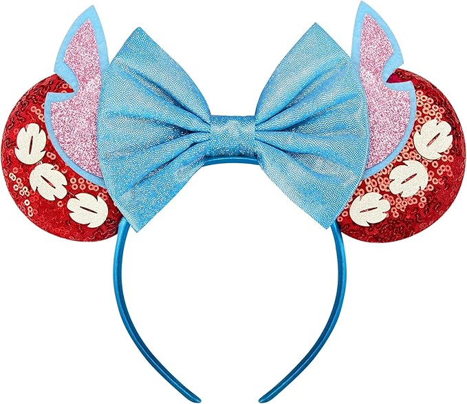 Sequin Mouse Ears Headbands for Women Girls Boys, Glitter Bows Headband for Kids Adults Birthday Party Costume Halloween