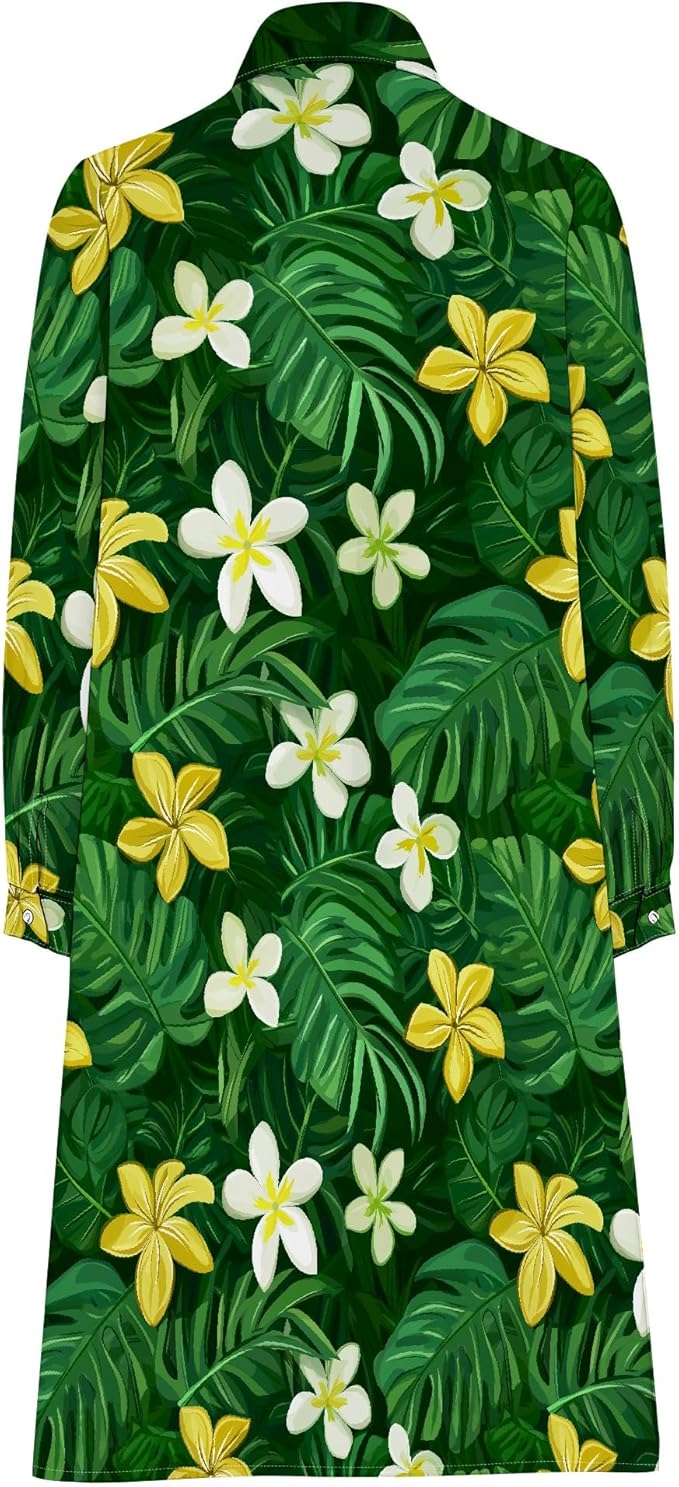 Shirt Dresses for Women 2025 Summer Long Sleeve Casual Plus Size Floral Printed Beach Vacation Dress with Pockets
