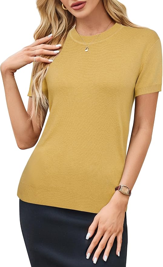 Arach&Cloz Women's Wool Blend Business Casual Essential Fall Layering Pullover Sweaters