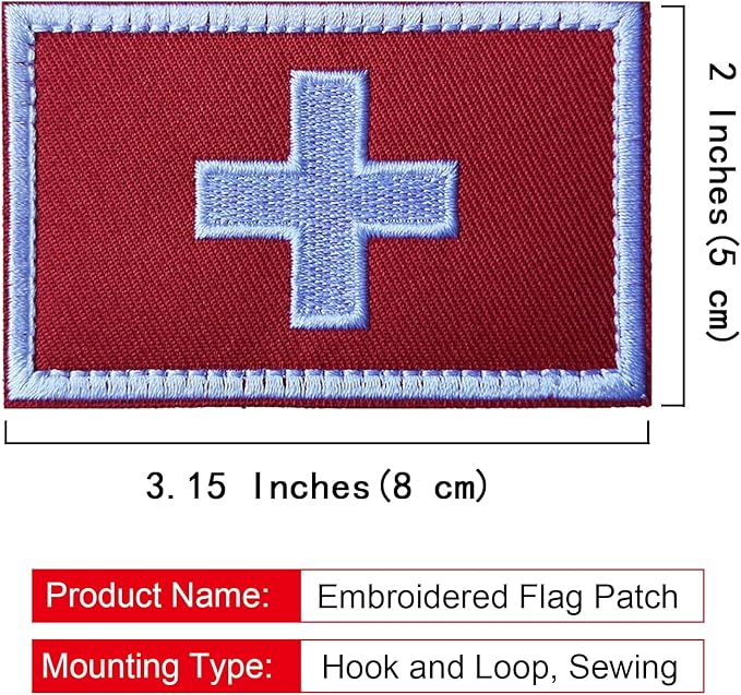 EmWoot 2PCS Swiss Flag Patch Embroidered Morale Patch Military Tactical Patches Hook and Loop(01)