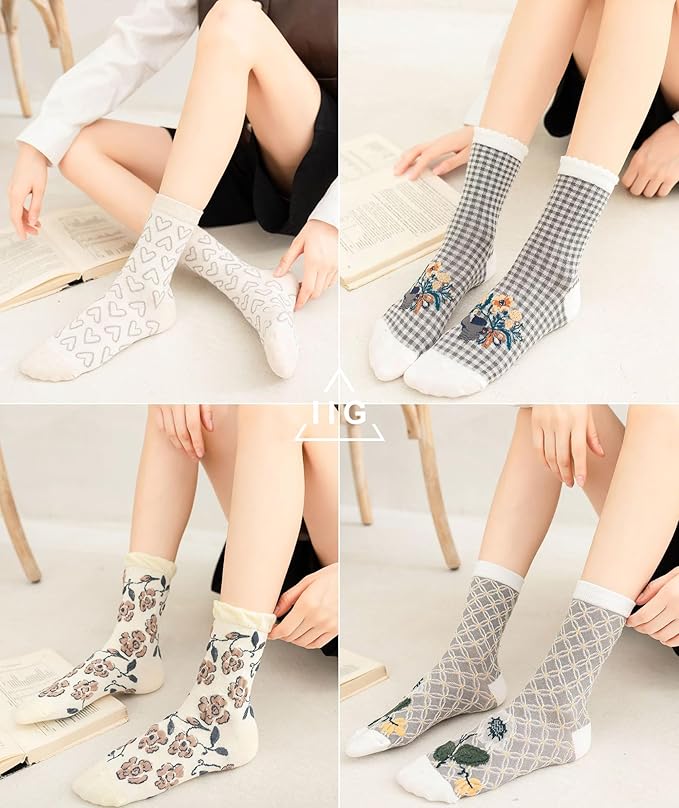 IIG 3-6 Pairs Womens Cute Animal Patterned Funny Novelty Cotton Crew Socks