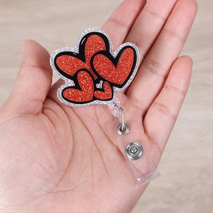 Cute Heart Badge Reel, Retractable ID Card Badge Holder, Name Tag Work Badge Clip for NICU RN LPN CNA MA ER Night Shift Nurse Nursing Student Doctor Teacher, Nurse Gifts