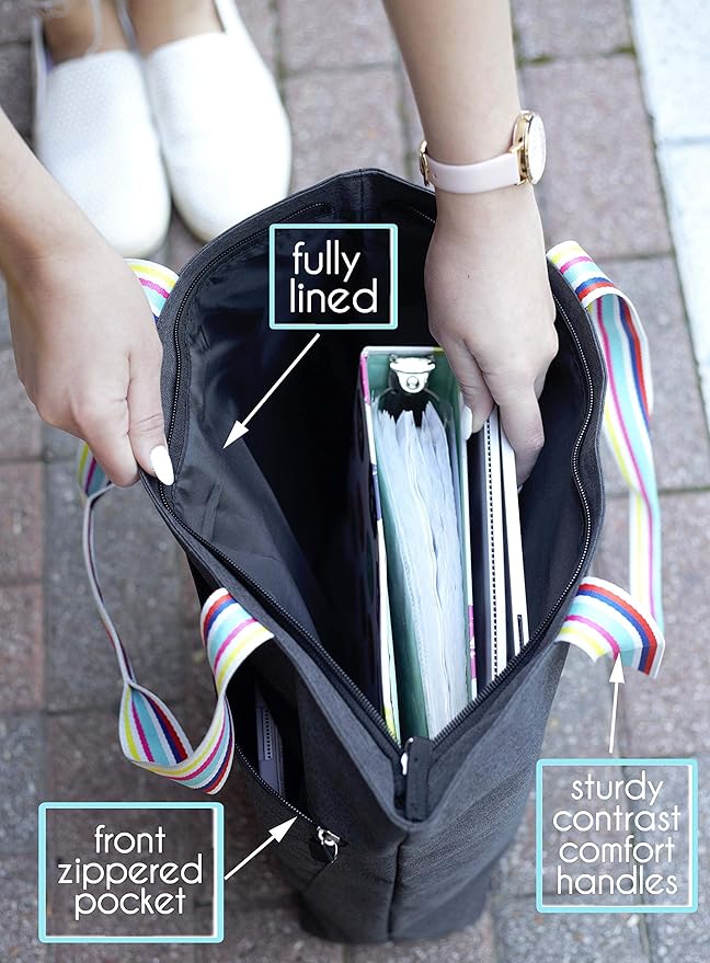 Brooke & Jess Designs Teacher Tote Bag for Work - Teacher Handbag Gifts for Women, Teacher Bag Best Teacher Appreciation Gift