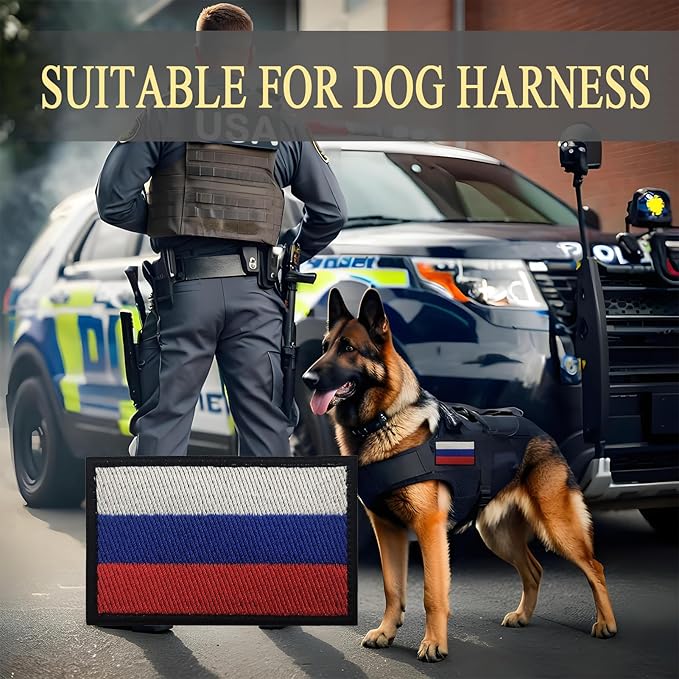 EmWoot 2PCS Russian Flag Patch Embroidered Morale Patch Military Tactical Patches Hook and Loop(Black Border)
