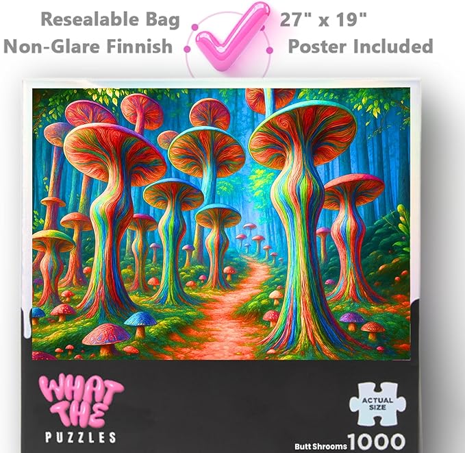 What The Puzzles - Challenging Jigsaw Puzzles 1000 Pieces, Difficult Brain Teaser Puzzles for Adults (Mushroom)