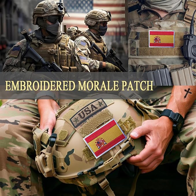 EmWoot 2PCS Spain Flag Patch Embroidered Morale Patch Military Tactical Patches Hook and Loop(01)