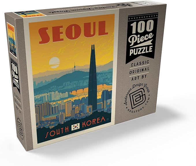 MyPuzzle South Korea: Seoul, Vintage Poster - Premium 100 Piece Jigsaw Puzzle for Adults