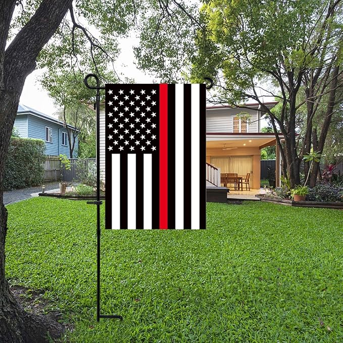 Thin Red Line Flag, Small American USA Garden Flags for Yard Patio Porch Independence Day Patriotic Festival Outdoor Decorations