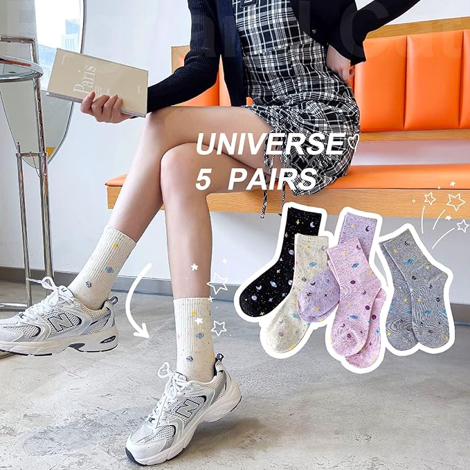 IIG 3-6 Pairs Womens Cute Animal Patterned Funny Novelty Cotton Crew Socks