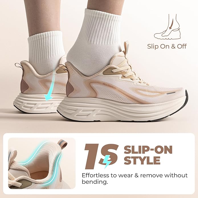 Women's Slip On Walking Shoes Hands-Free Cushion Running Tennis Shoes Non-Slip Comfortable Workout Gym Sports Athletic Fashion Sneakers