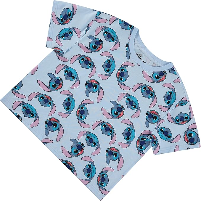 Disney Ladies Lilo and Stitch Shirt - Ladies Classic Lilo and Stitch Tee - Lilo and Stitch Short Sleeve Skimmer Crop Top Tee