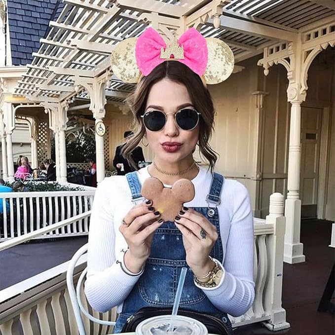 DRESHOW Mouse Ears Bow Headbands Minnie Ears Headband Glitter Party Decoration Cosplay Costume for Women