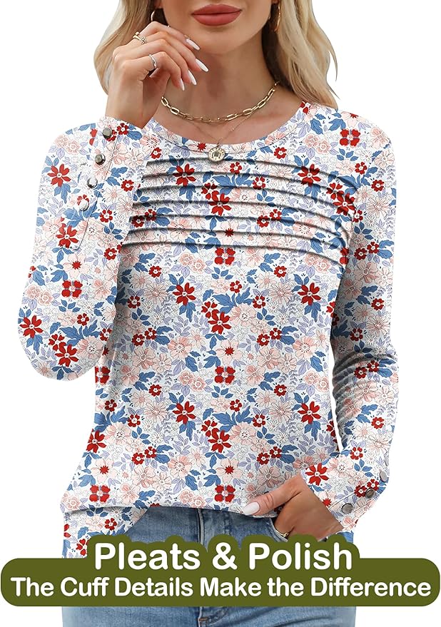 Blouses for Women Dressy Casual Long Sleeve Fall Fashion Tops Trendy Outfits for Work Office Shirts Thicker Clothes