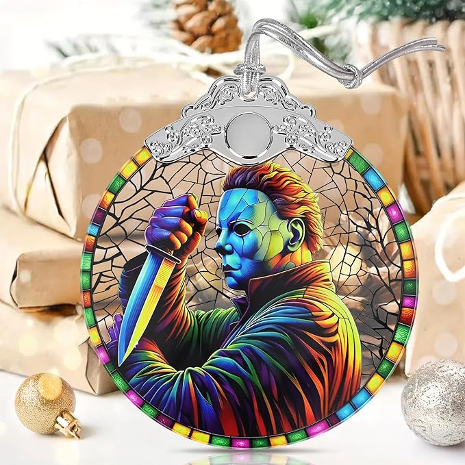 Stained Glass Horror Christmas Ornaments - Perfect for Tree & Window Decor