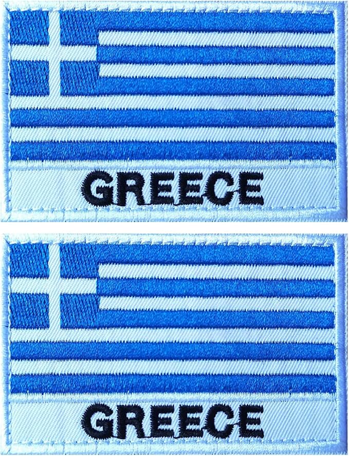 EmWoot 2PCS Greece Flag Patch Embroidered Morale Patch Military Tactical Patches Hook and Loop(Greece 02)