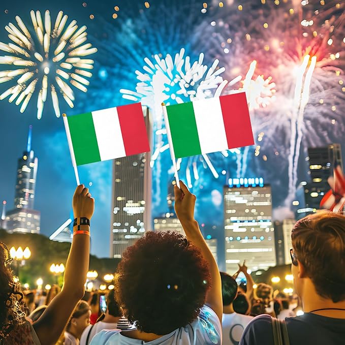 20 Pack Small Italy Flags on Stick Mini Handheld Italian Flag for Parades, Independence Day and Patriotic Events 5x8 Inch Durable Weather-Resistant Flags with 12 Inch Sticks(Italy)