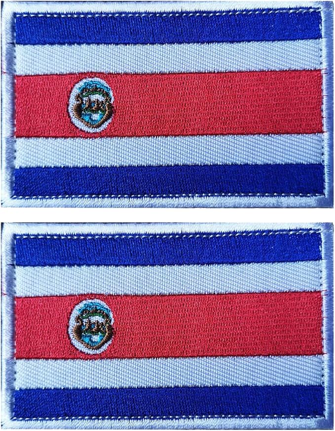 EmWoot 2PCS Costa Rica Flag Patch Embroidered Morale Patch Military Tactical Patches Hook and Loop