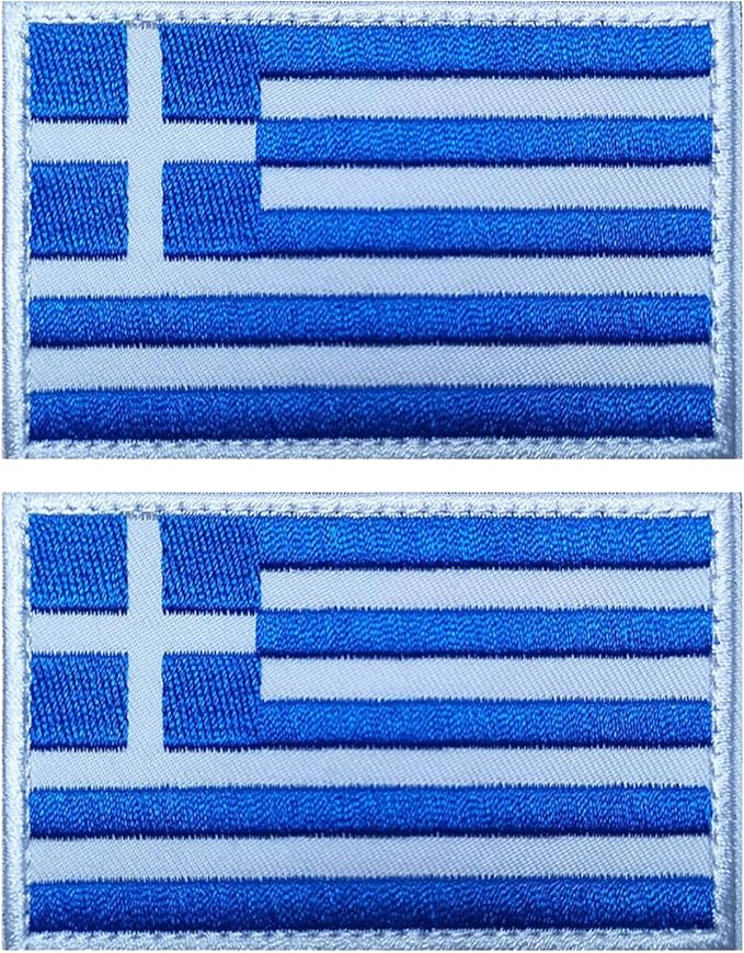 EmWoot 2PCS Greece Flag Patch Embroidered Morale Patch Military Tactical Patches Hook and Loop(Greece 01)