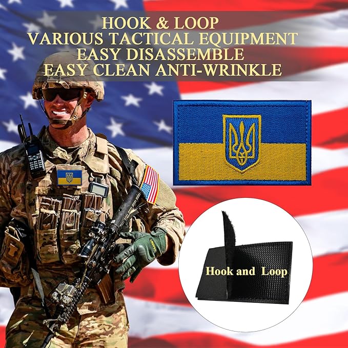 EmWoot 2PCS Ukraine Flag Patch Embroidered Morale Patch Military Tactical Patches Hook and Loop(Emblem)